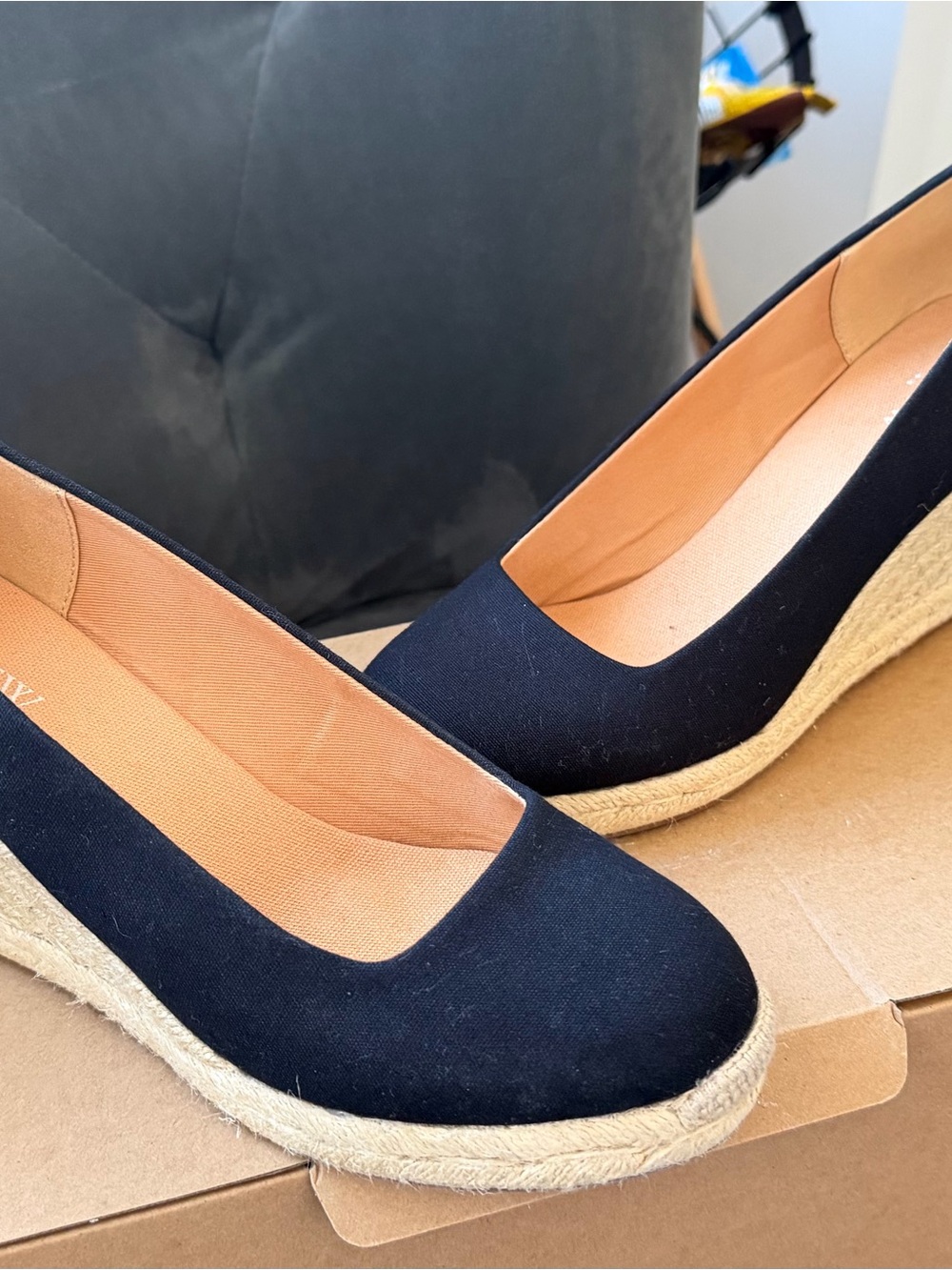 J. Crew Black Espadrille Wedge Pumps